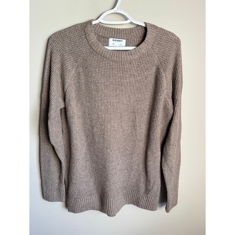 Old Navy Mens Tan SoSoft Stitchy Waffle Knit Raglan Crew Neck Sweater S Gorpcore